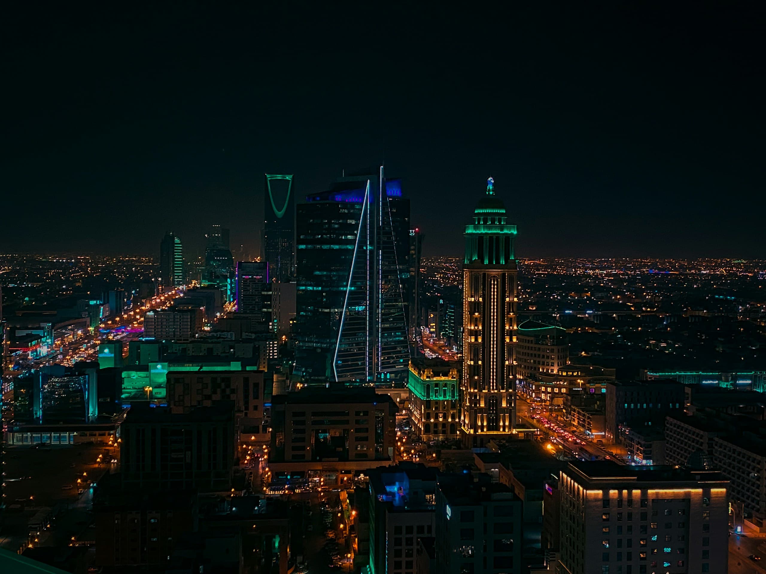 Riyadh skyline at night, home of OAM Group
